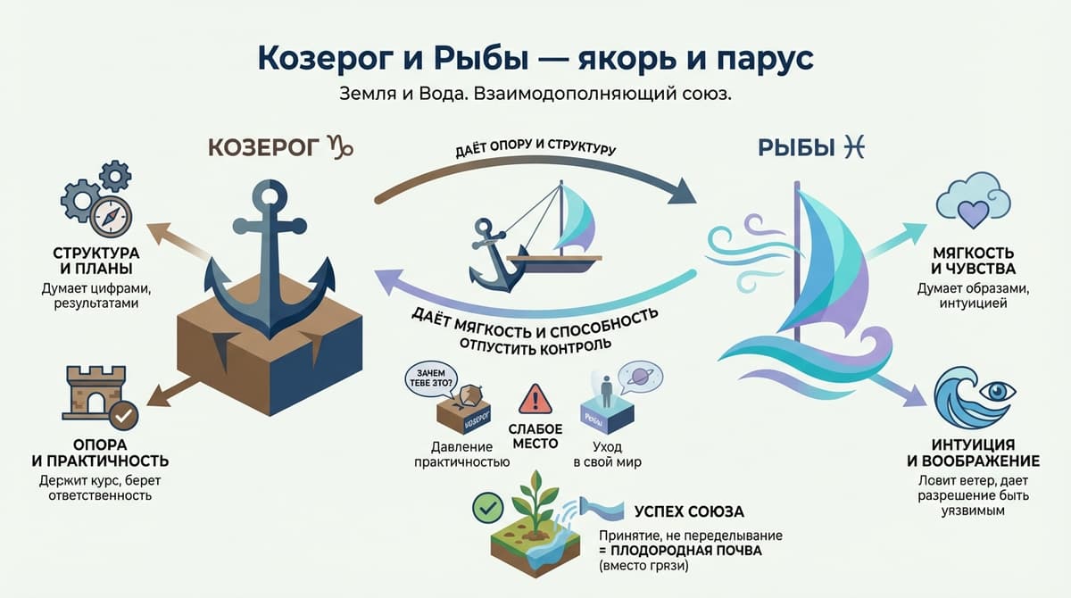 Козерог и Рыбы — якорь и парус