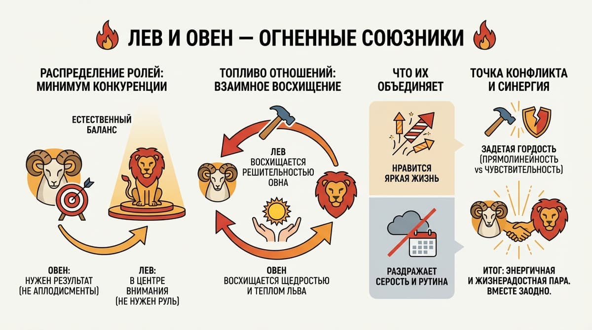 Лев и Овен — огненные союзники