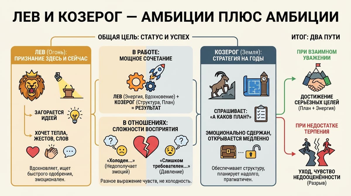 Лев и Козерог — амбиции плюс амбиции