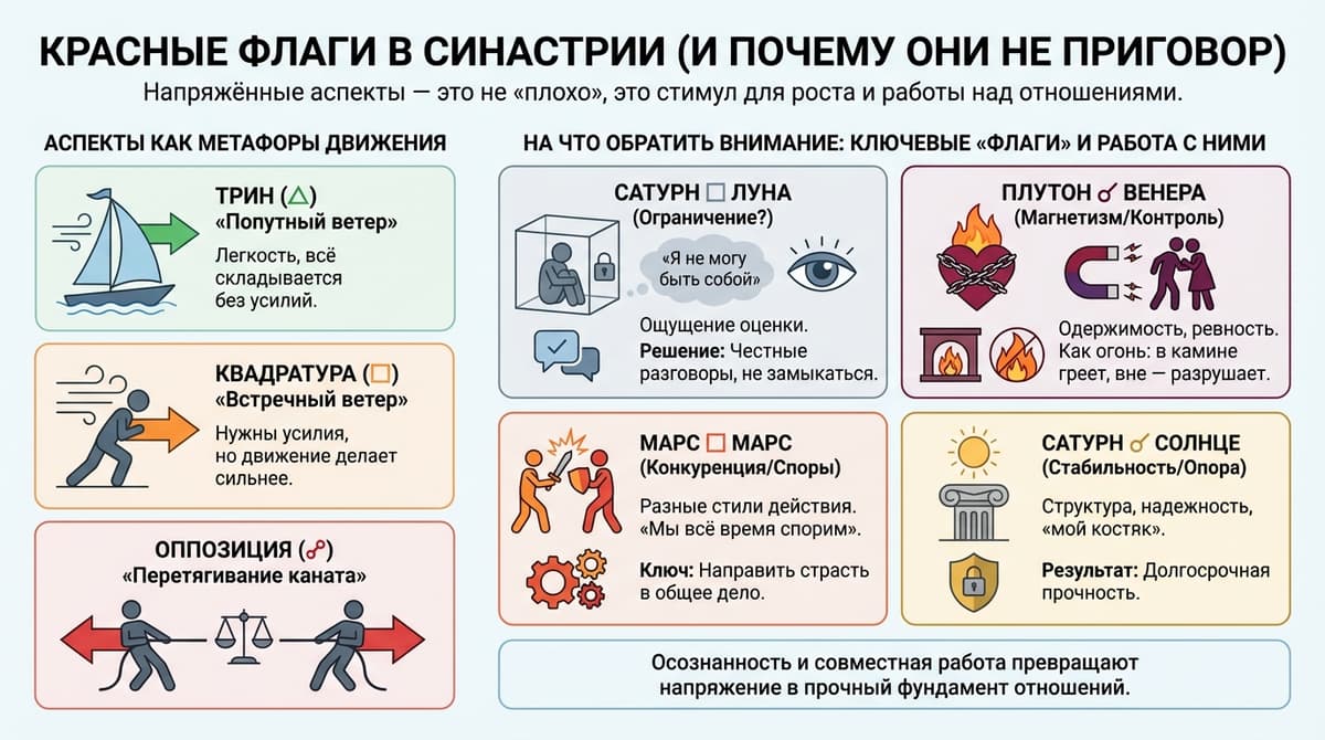 Красные флаги в синастрии (и почему они не приговор)