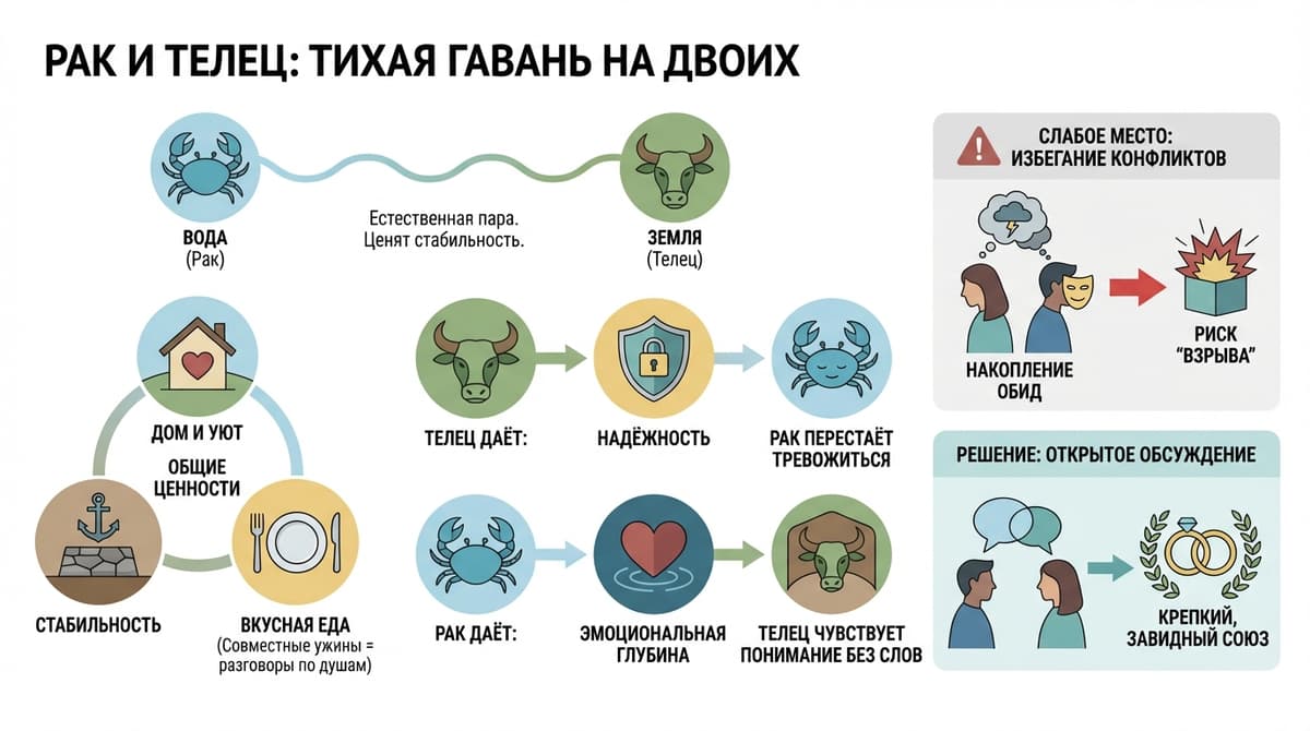 Рак и Телец — тихая гавань на двоих