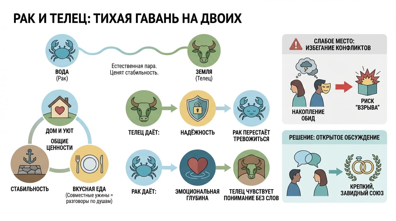 Рак и Телец — тихая гавань на двоих