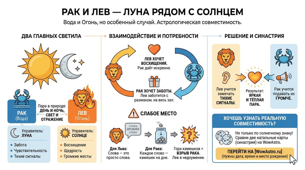 Рак и Лев — луна рядом с солнцем