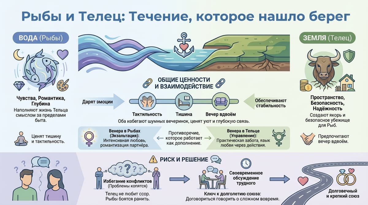 Рыбы и Телец — течение, которое нашло берег