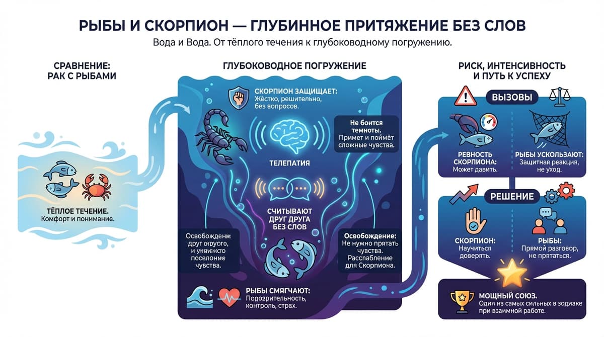 Рыбы и Скорпион — глубинное притяжение без слов