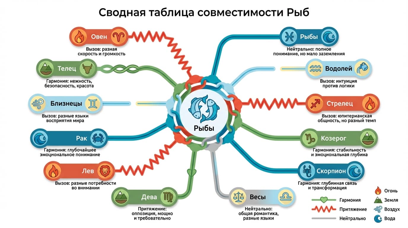 Сводная таблица совместимости Рыб