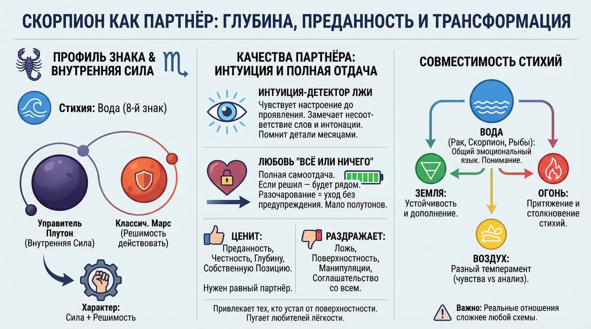 Скорпион как партнёр — глубина, преданность и трансформация