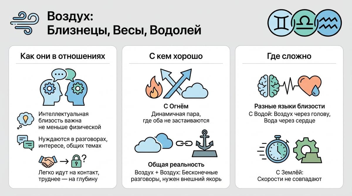 Воздух: Близнецы, Весы, Водолей