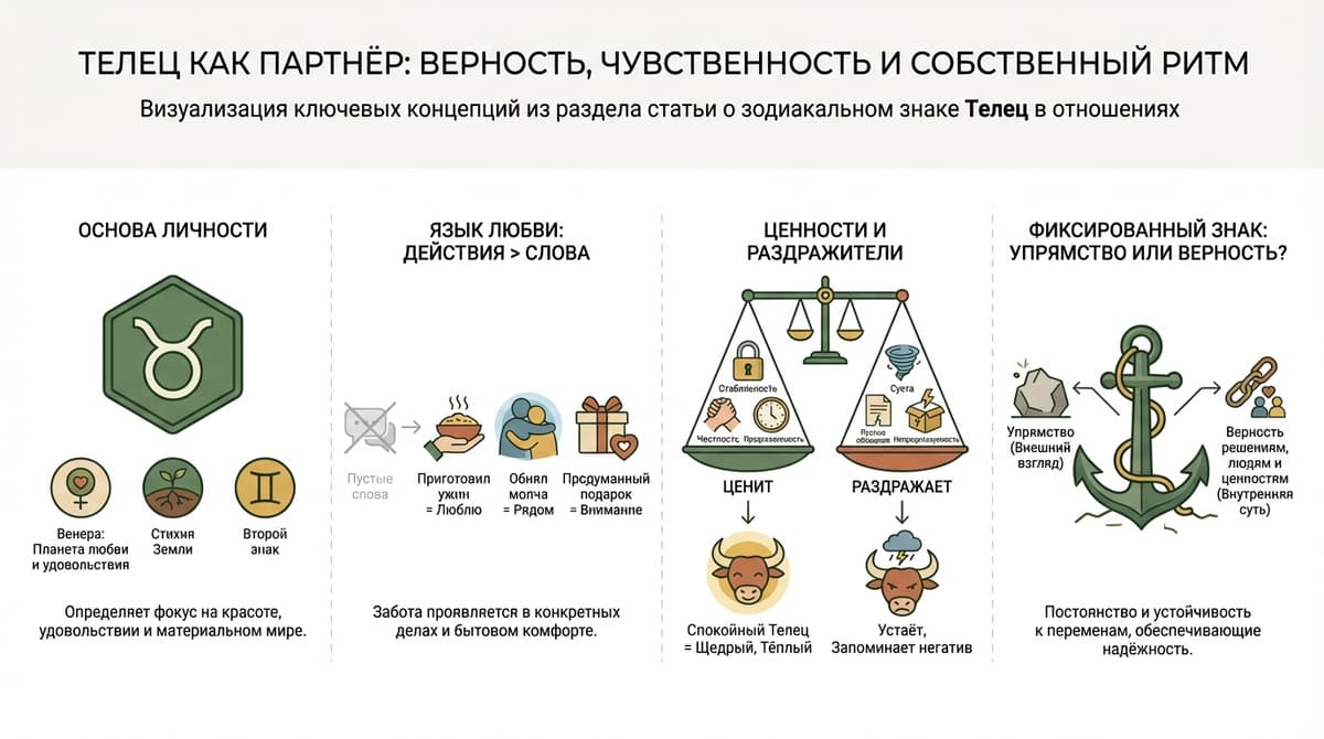 Телец как партнёр — верность, чувственность и собственный ритм
