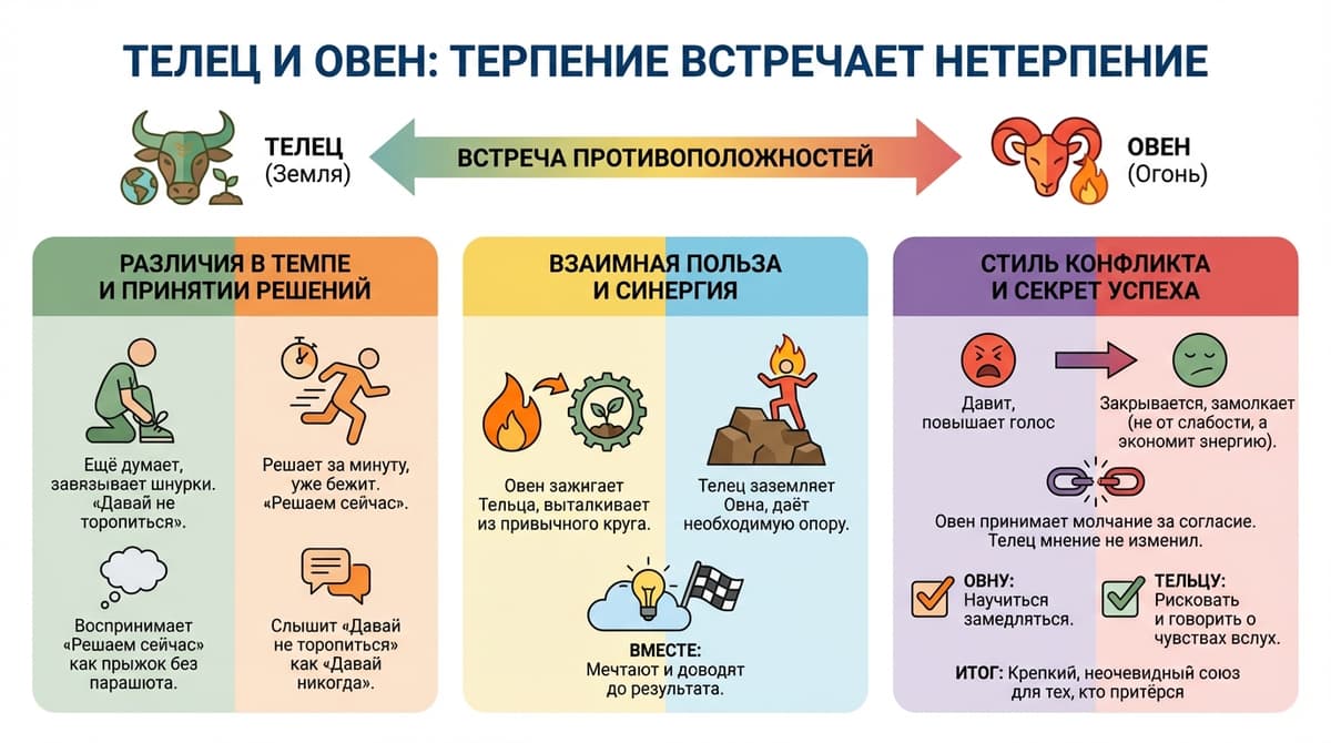 Телец и Овен — терпение встречает нетерпение