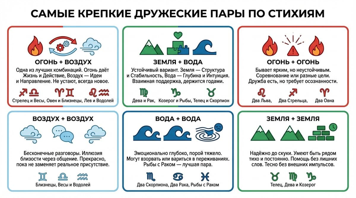 Самые крепкие дружеские пары по стихиям