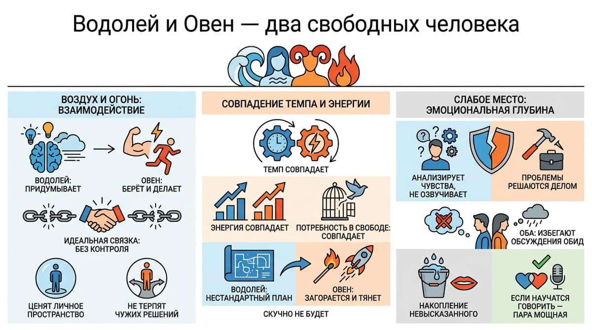 Водолей и Овен — два свободных человека
