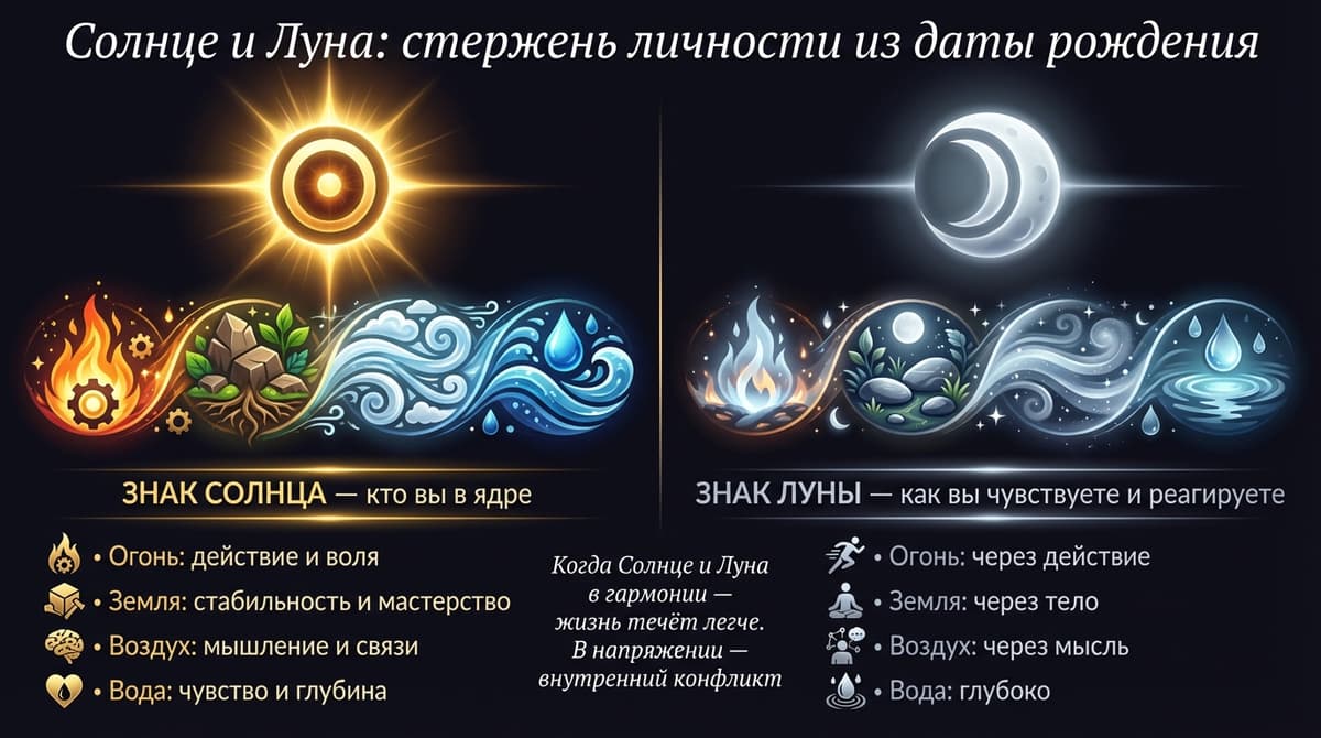 Как Солнце и Луна формируют стержень личности?