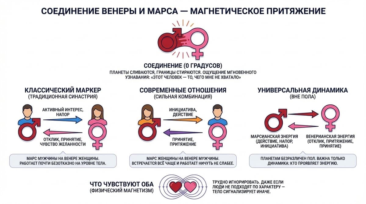Соединение Венеры и Марса — магнетическое притяжение