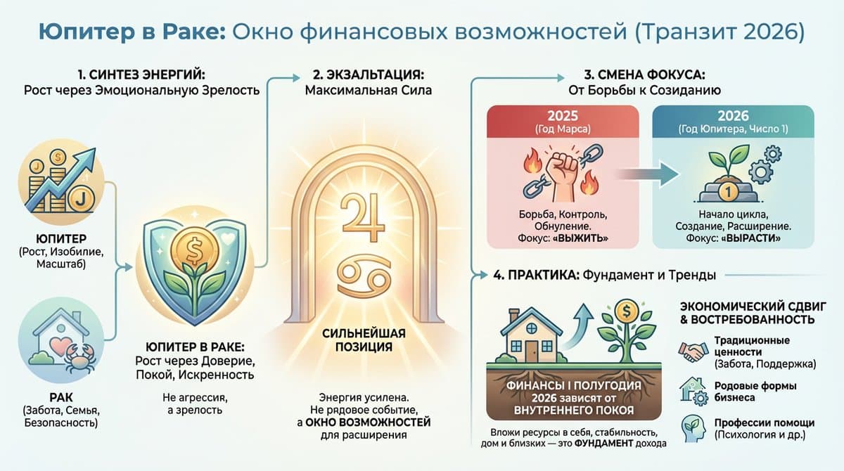 Почему Юпитер в Раке — особенный транзит для денег