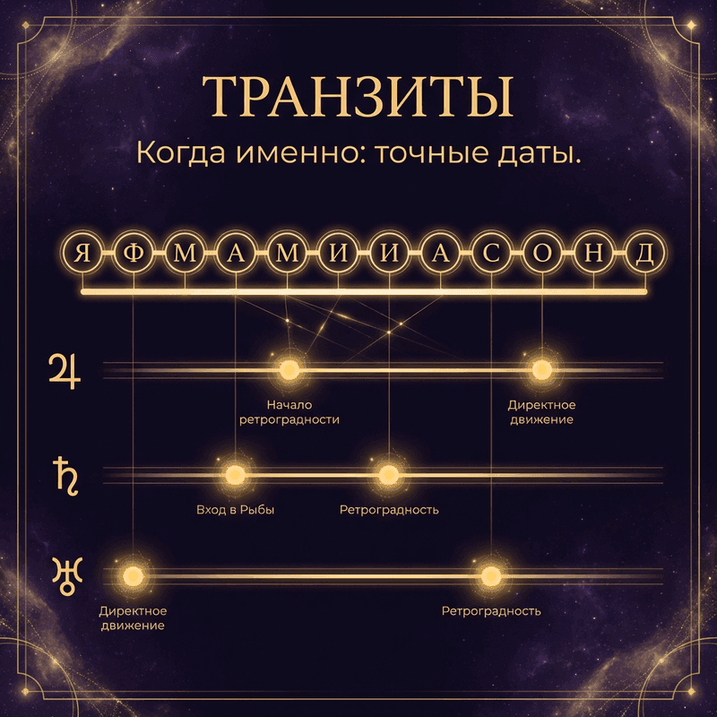 Транзиты медленных планет — календарь года — Когда конкретно