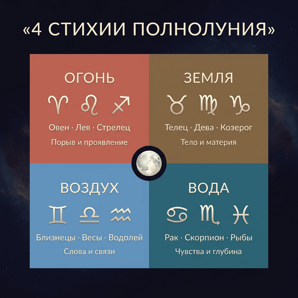 4 стихии полнолуния