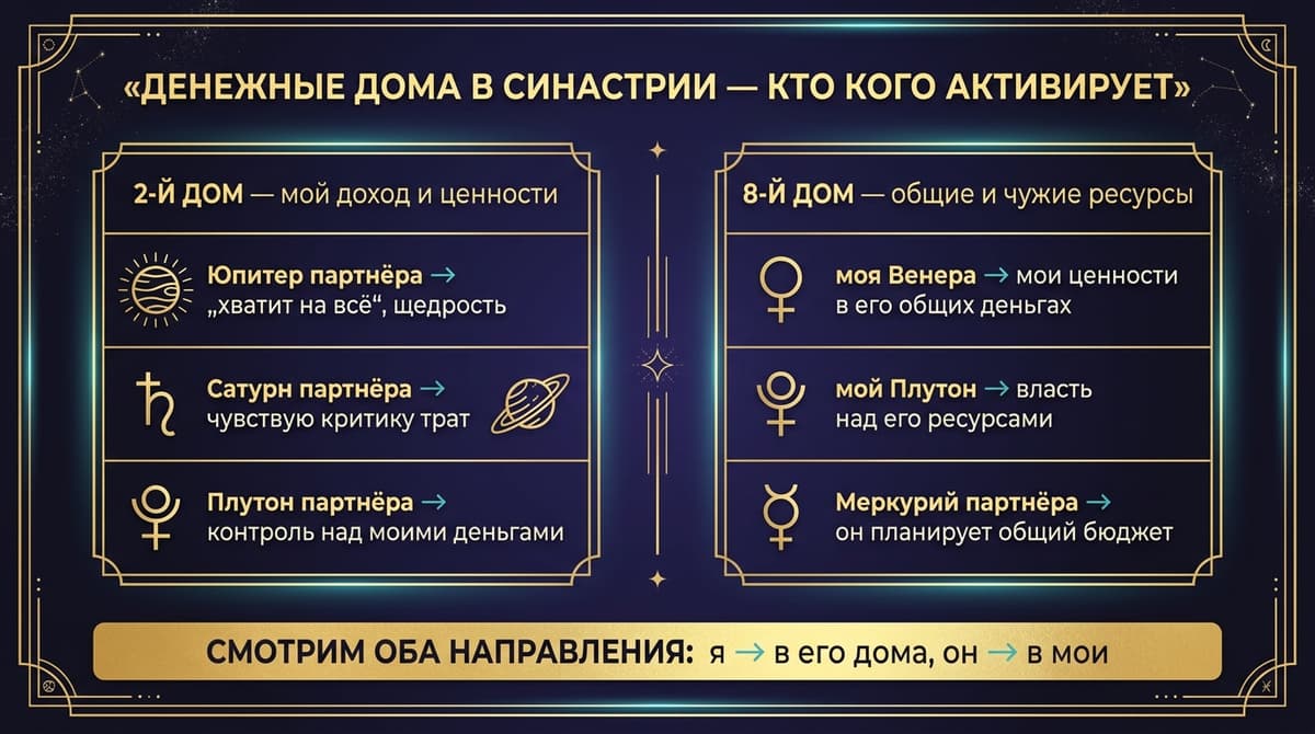 Наложение денежных домов в синастрии