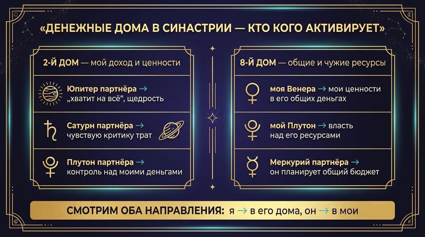 Наложение денежных домов в синастрии