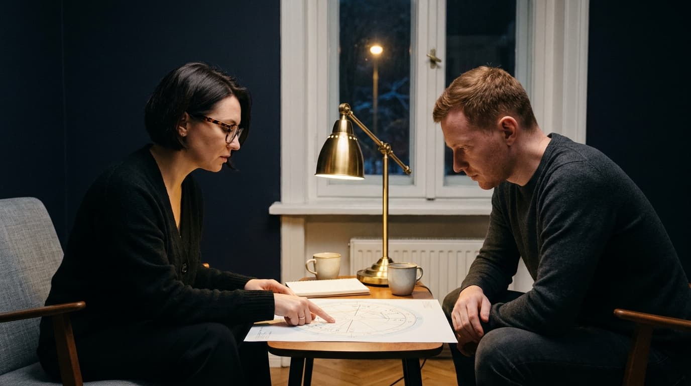 Photoreal: открытая записная книжка с астрологической схемой Козерога