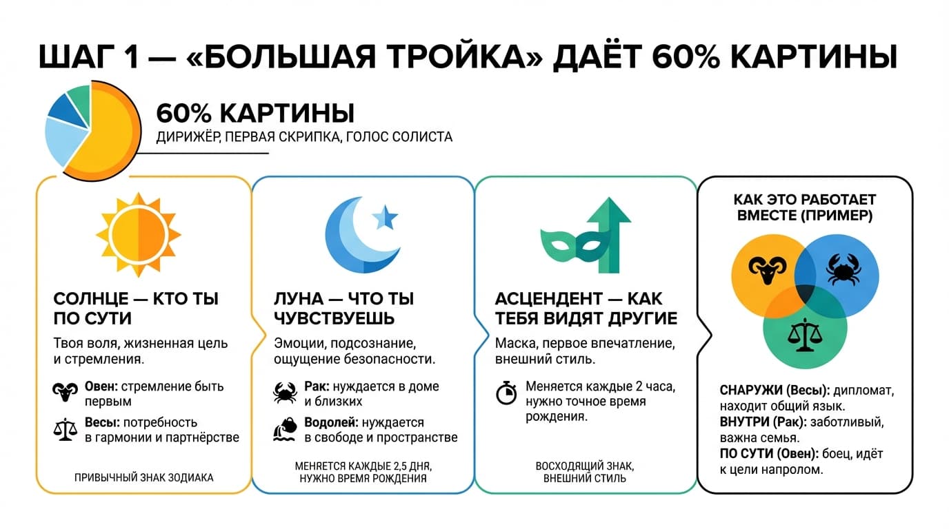 Шаг 1 — «Большая тройка» даёт 60% картины