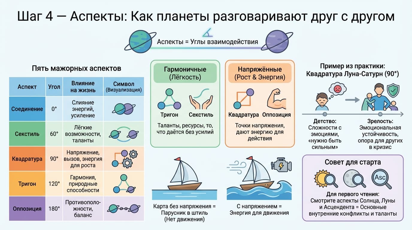 Шаг 4 — Аспекты, или как планеты разговаривают друг с другом
