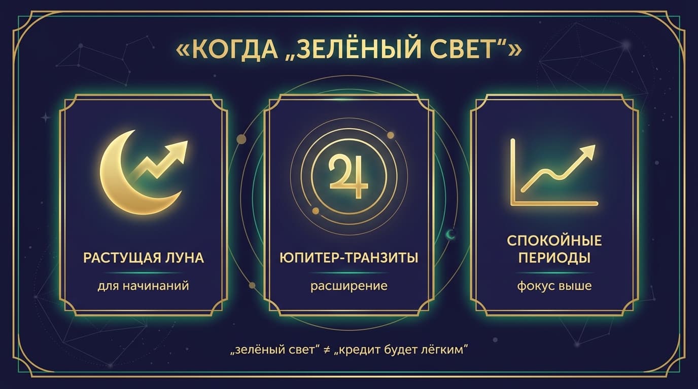 Зелёный свет для кредита: растущая Луна, Юпитер, спокойные периоды
