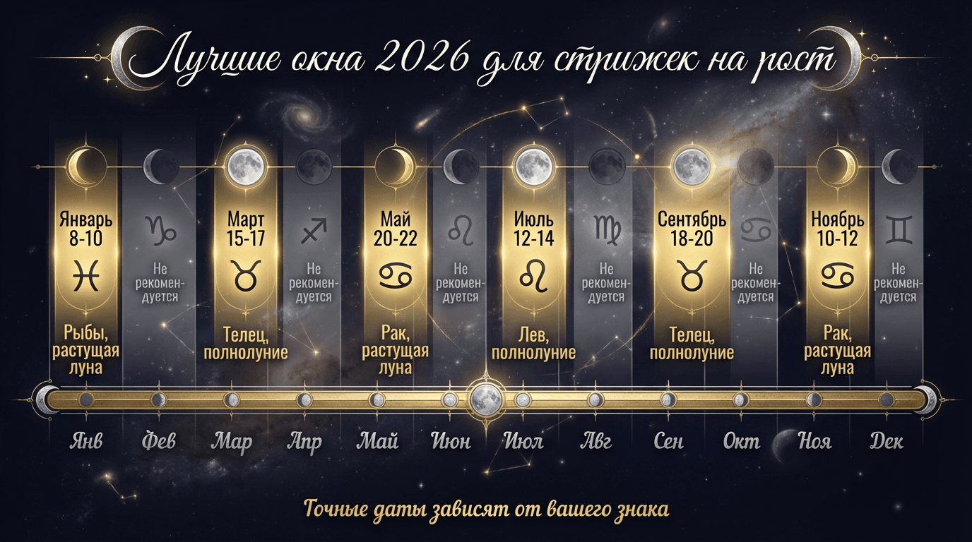 Ключевые окна 2026 для стрижек на рост