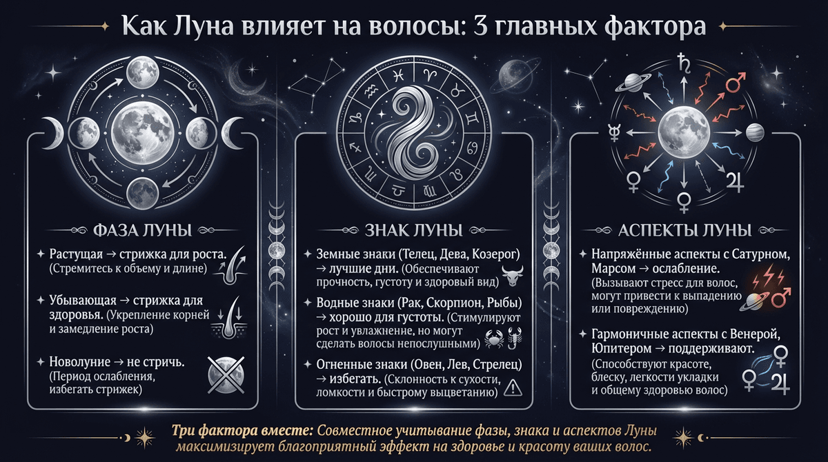 Как Луна влияет на волосы: 3 главных фактора