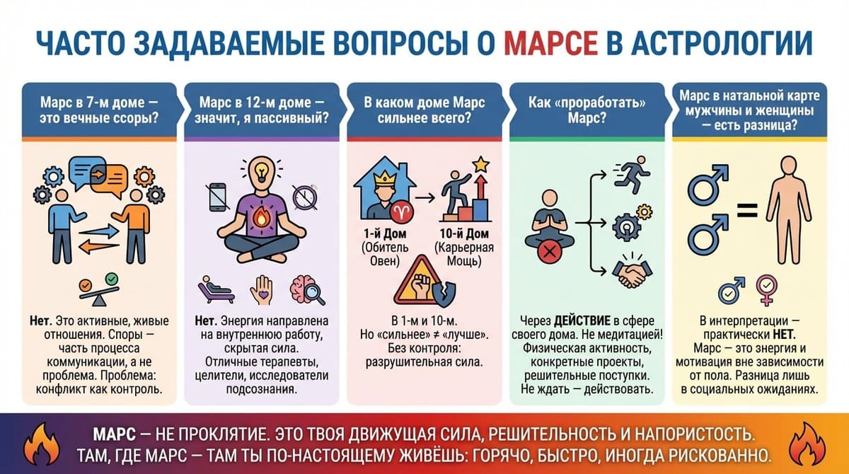Марс в каждом из 12 домов