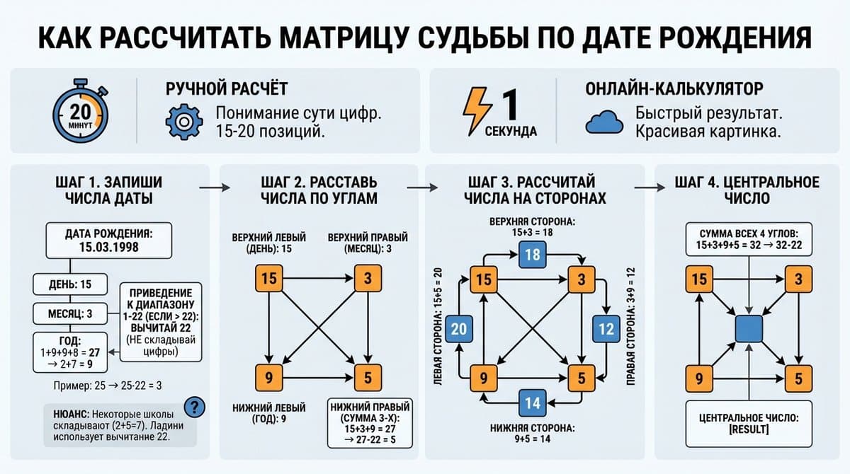 Как рассчитать матрицу судьбы по дате рождения