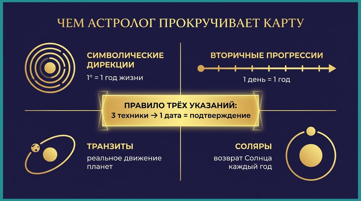 Инструменты прогноза: дирекции, прогрессии, транзиты, соляры