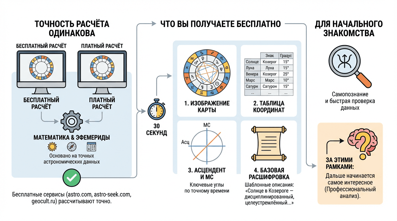 Что показывает бесплатная натальная карта