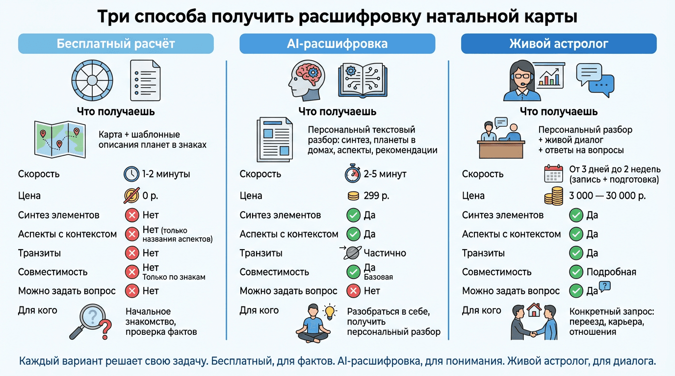 Три способа получить расшифровку натальной карты