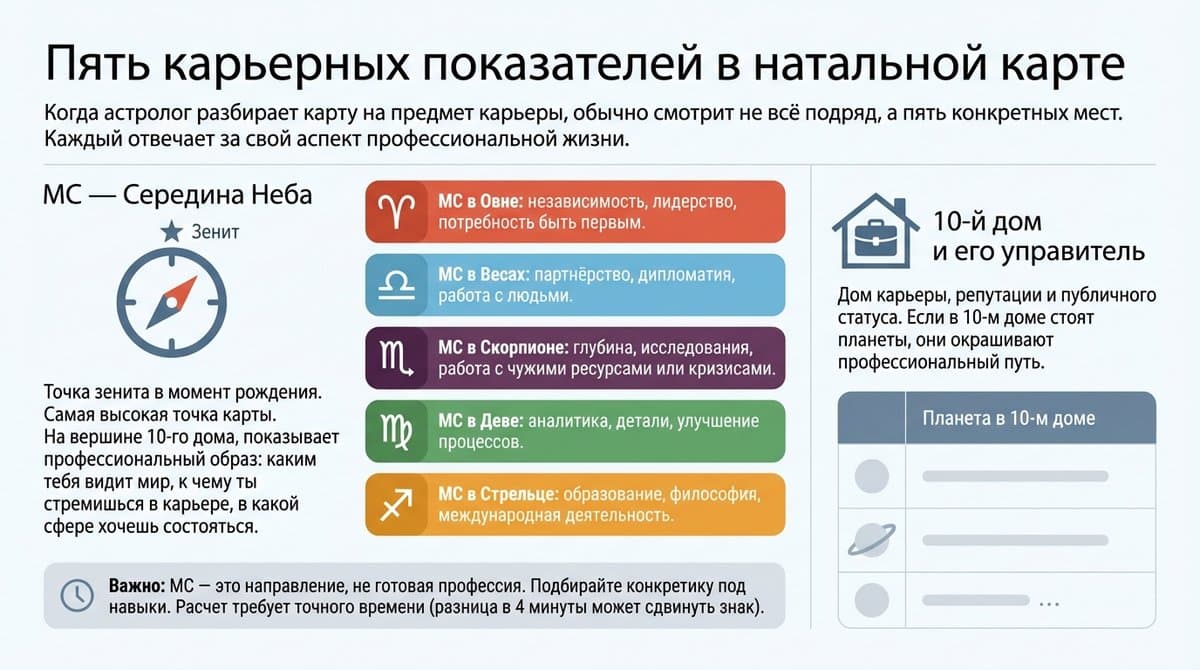 Пять карьерных показателей в натальной карте
