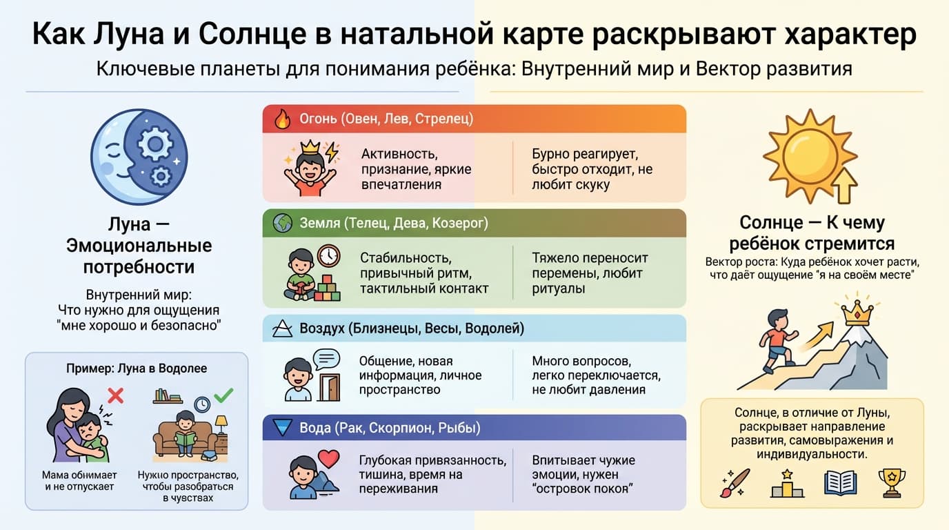 Как Луна и Солнце в натальной карте раскрывают характер