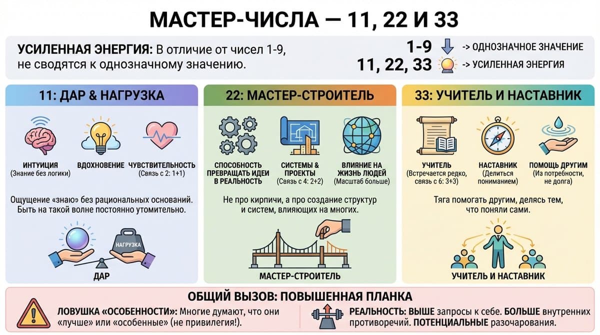 Мастер-числа — 11, 22 и 33