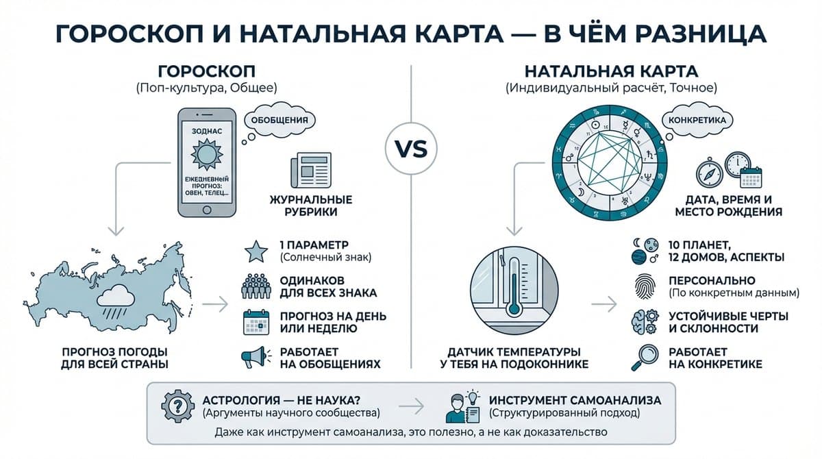 Гороскоп и натальная карта — в чём разница простыми словами