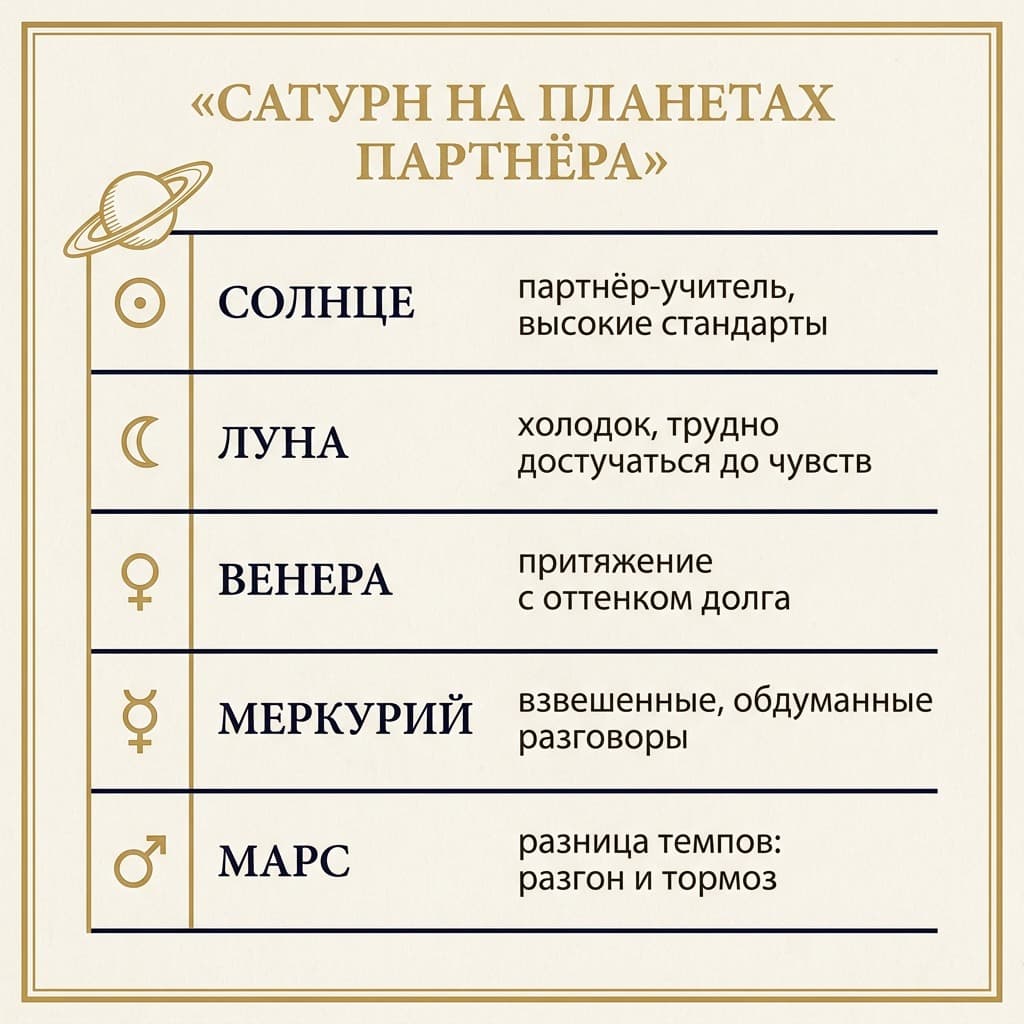 Сатурн на личных планетах партнёра