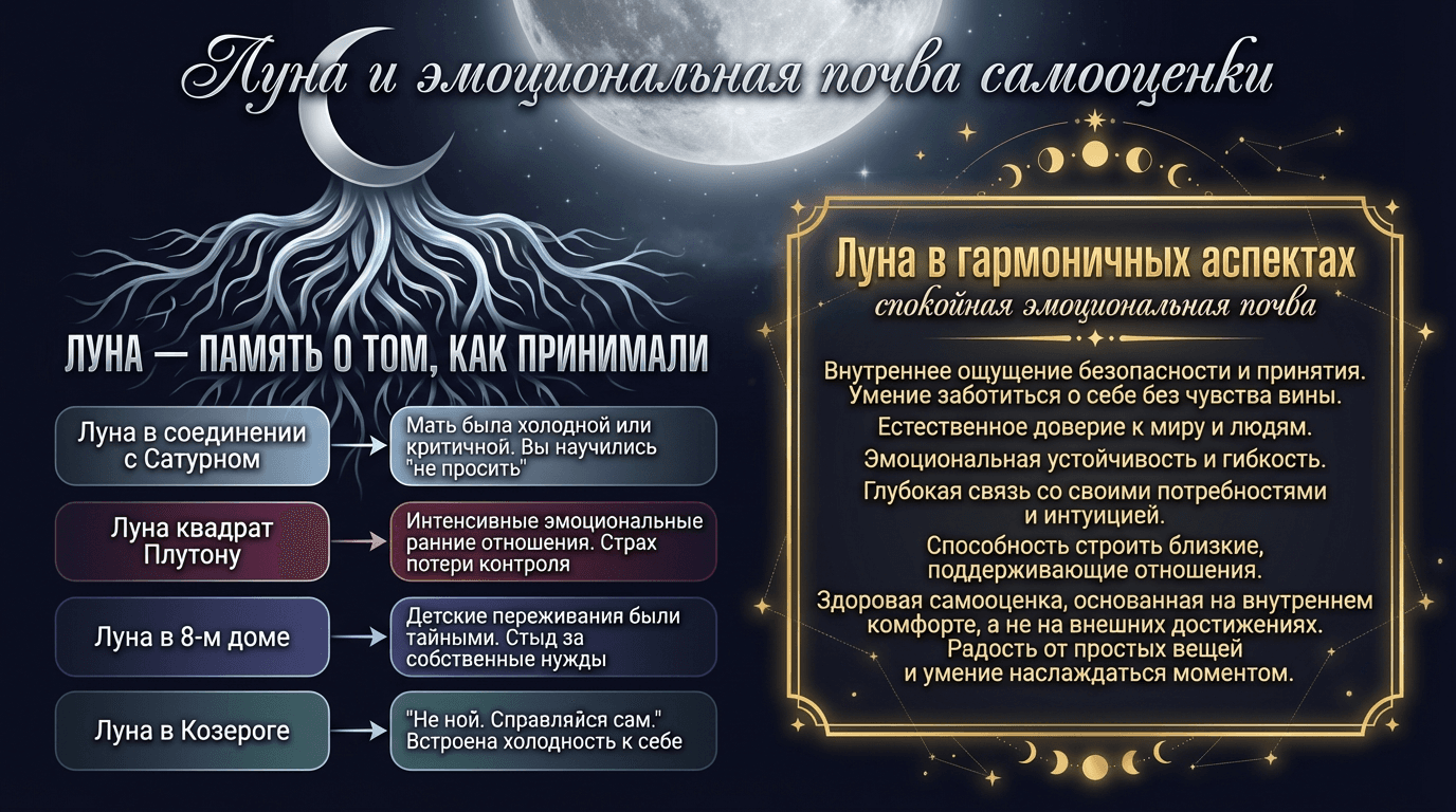 Луна и почва самооценки