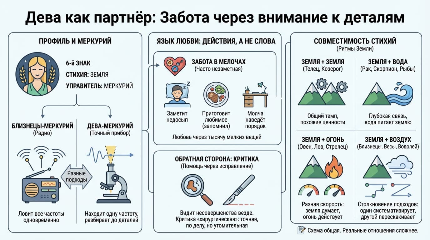 Дева как партнёр — забота через внимание к деталям