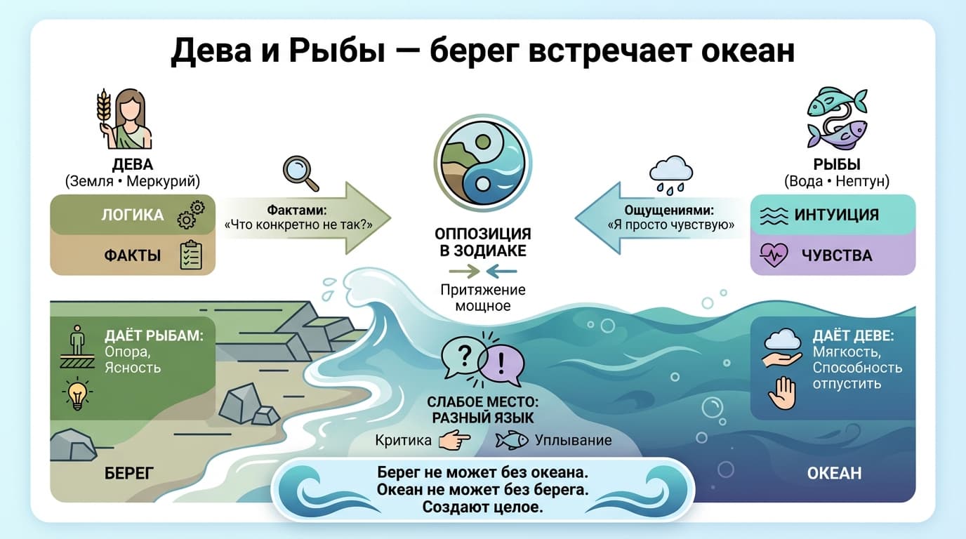 Дева и Рыбы — берег встречает океан