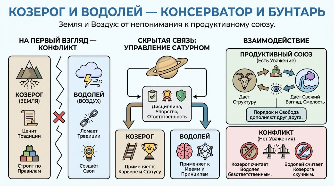 Козерог и Водолей, консерватор и бунтарь