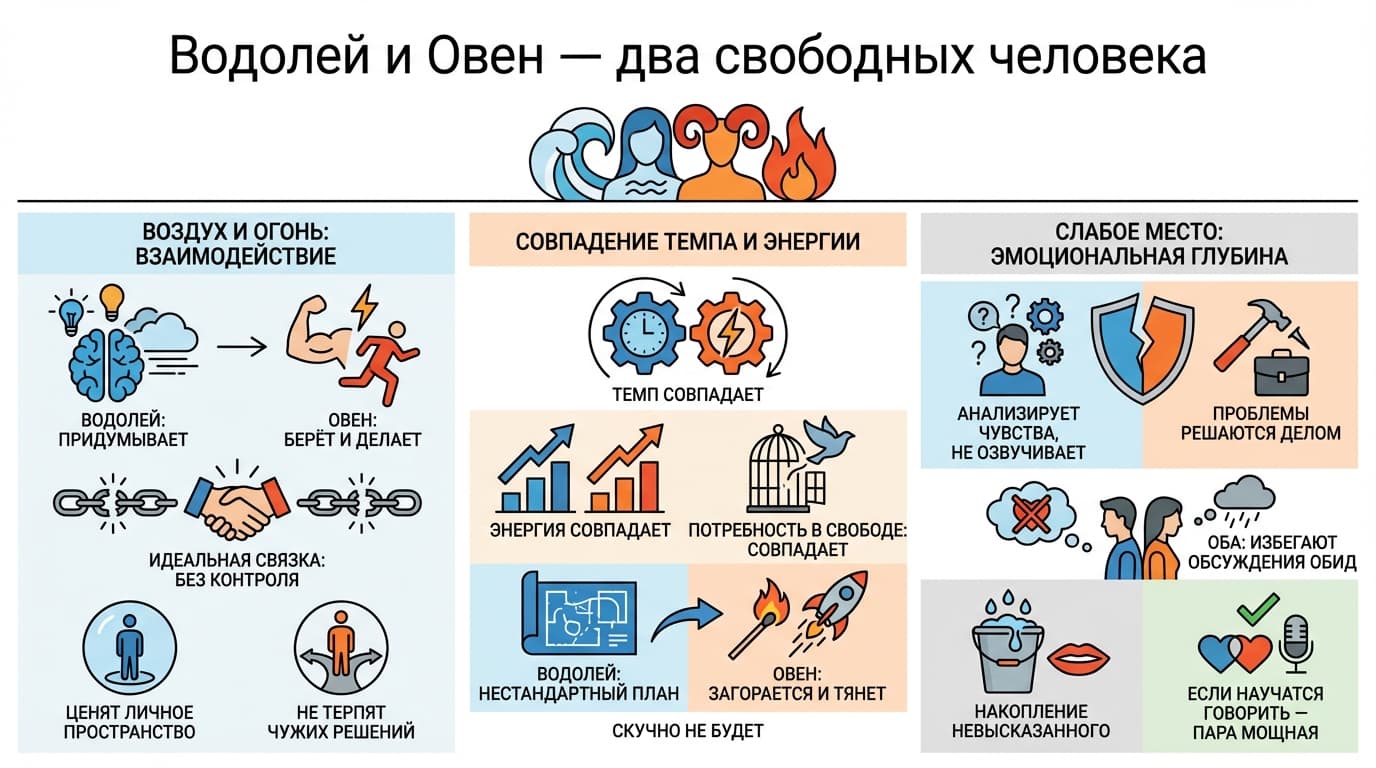 Водолей и Овен — два свободных человека