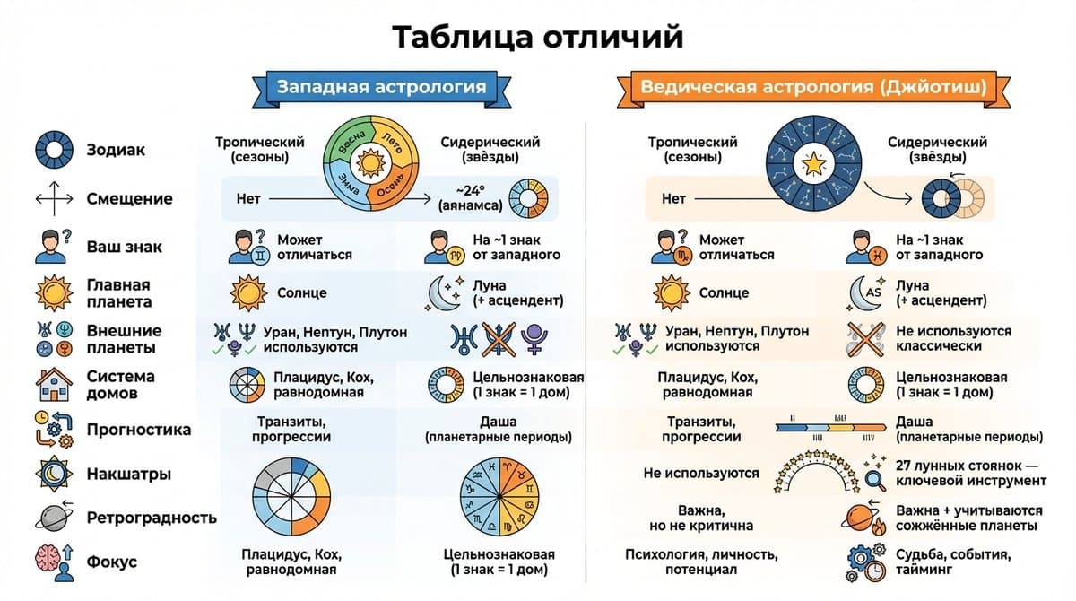 Таблица отличий